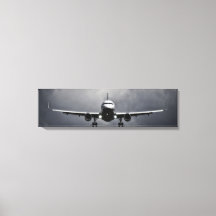 Airliner In Flight With Clouds Panoramic Canvas