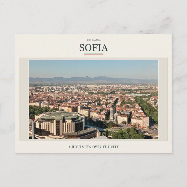 Airliner over Sofia and Vitosha Postcard (Front)