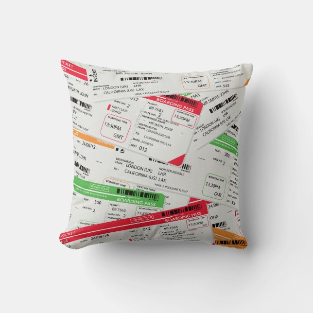 Airliner tickets throw pillow (Front)