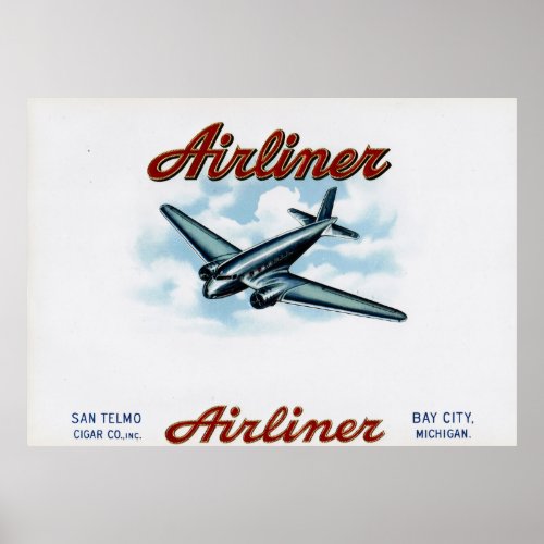 Airliner Vintage Cigar Box Label Poster