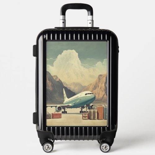 Airliner with Baggage Vintage Travel Poster Luggage