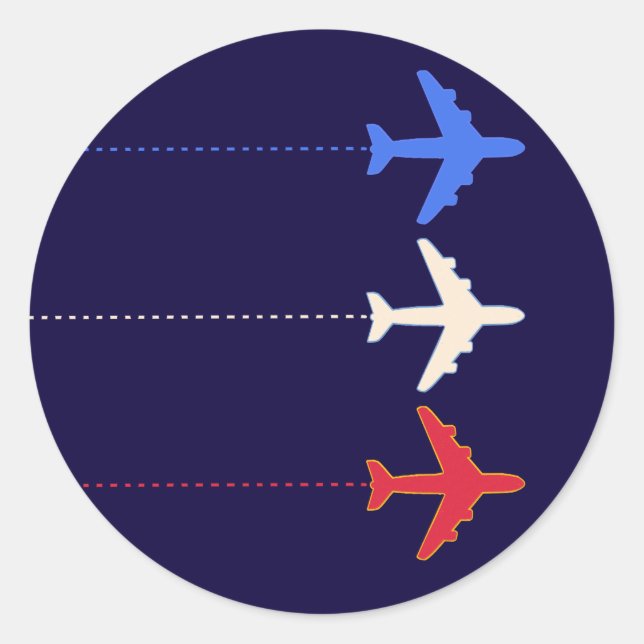 airlines airplanes classic round sticker (Front)