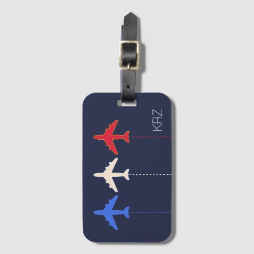 airlines three airplanes luggage tag