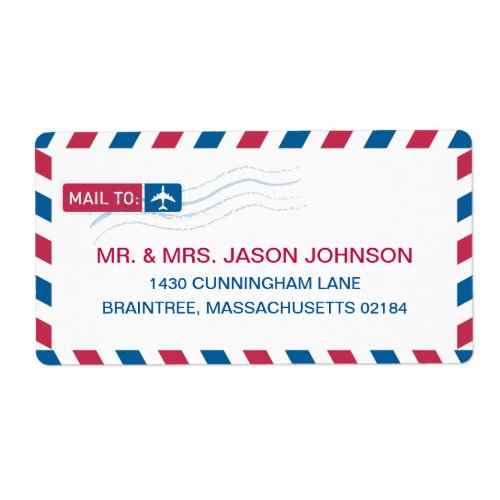 Airmail Address Mailing Label