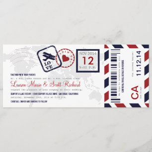 Airmail Boarding Pass Ticket Wedding Invitation
