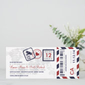 Airmail Boarding Pass Ticket Wedding Invitation (Standing Front)