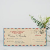Airmail Boarding Pass Wedding Invitation (Standing Front)