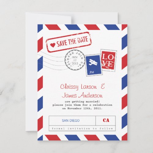 Airmail Card Save the Date