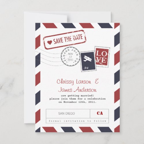 Airmail Card Save the Date