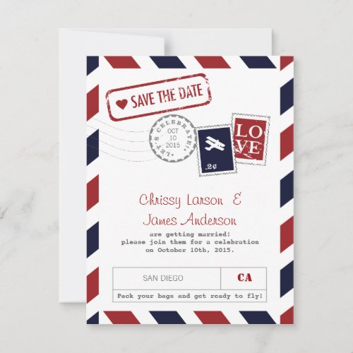 Airmail Celebration Card Save the Date