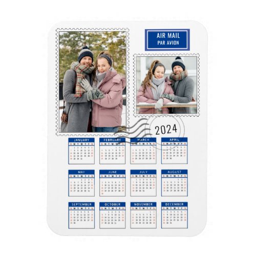 Airmail Custom 2 Photo 2024 Calendar Magnet