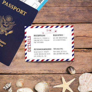 Airmail Destination Wedding Enclosure Card