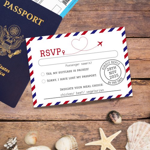 Airmail Destination Wedding  RSVP Card