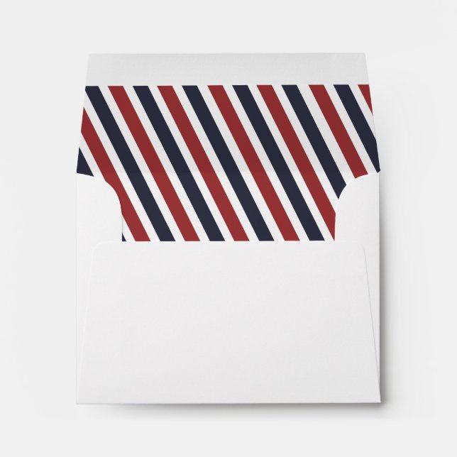 Airmail Diagonal Stripes Liner - Red and Navy Envelope (Back (Bottom))