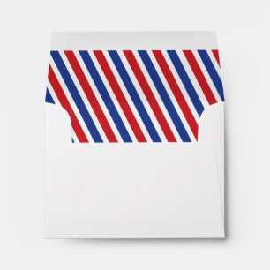 Airmail Diagonal Stripes Liner - Red and Royal Envelope