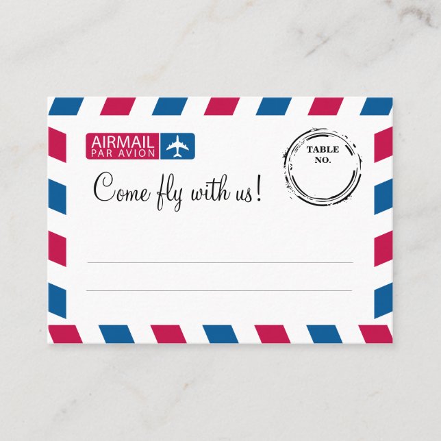 Airmail Escort Seating Card Wedding (Front)