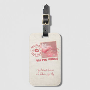 Airmail Flying Pig Postage Luggage Tag