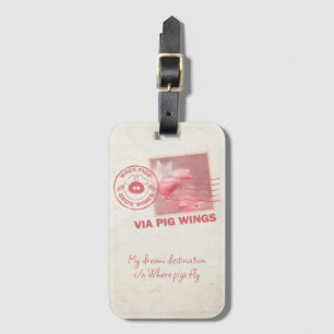 Airmail Flying Pig Postage Luggage Tag