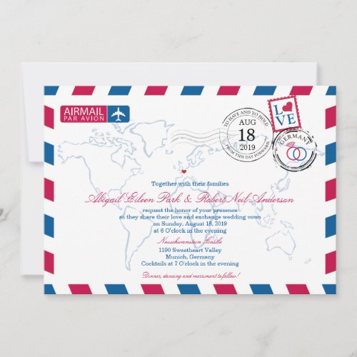 Airmail Germany Wedding Invitation