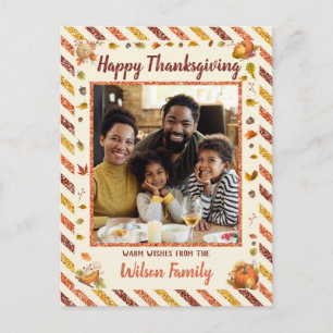 Airmail Glitter Pumpkin Photo Thanksgiving Postcar Postcard