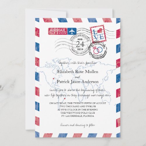 Airmail Location Wedding Invitation