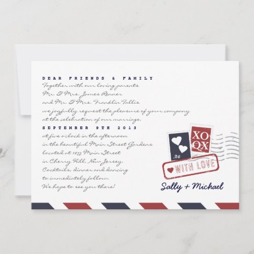 Airmail Love Letter Personalized Note Invitation