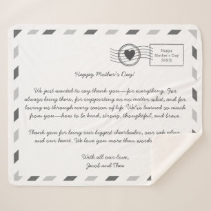 Airmail Love Letter to Mom Sherpa Blanket