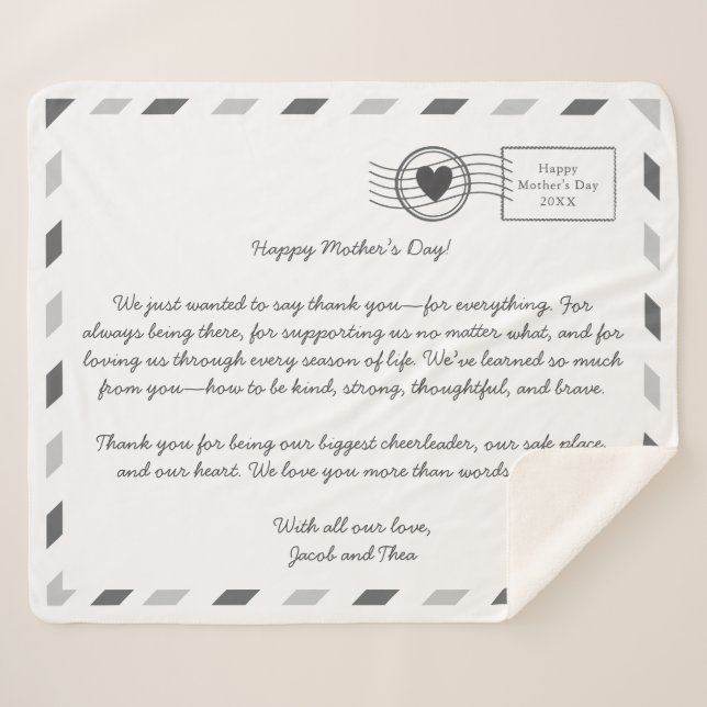 Airmail Love Letter to Mom Sherpa Blanket (Front (Horizontal))