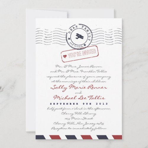 Airmail Love Letter Wedding Invitation