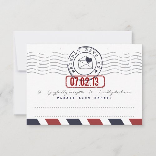 Airmail Love Letter Wedding Response Card