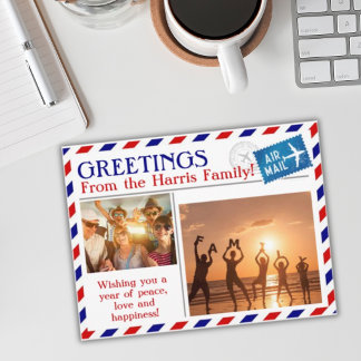 Airmail Personalized Photo Drop-in Postcard