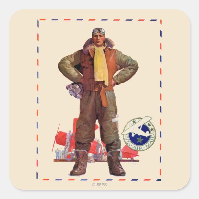 Airmail Pilot Square Sticker (Front)