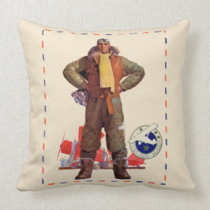 Airmail Pilot Throw Pillow