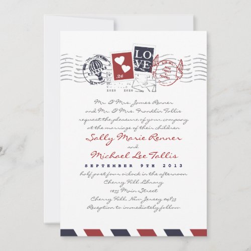 Airmail Stamps Love Letter Wedding Invitation