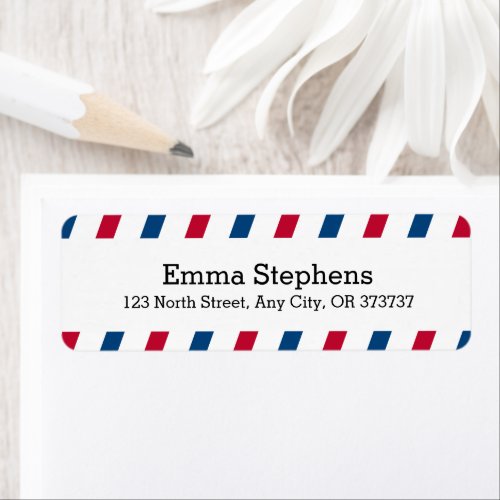 Airmail Stripes Blue and Red Return Address Labels