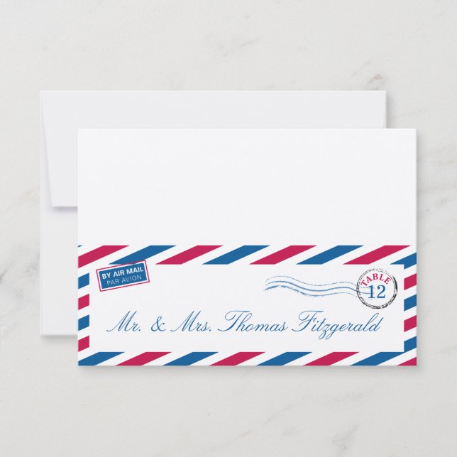 Airmail Tented Seating Card (Front)