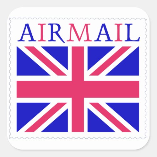 Airmail Union Jack Flag Square Sticker