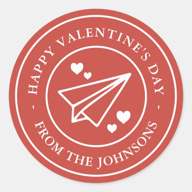 Airmail Valentine Classic Round Sticker (Front)