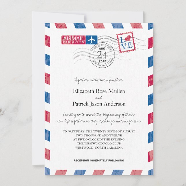 Airmail Wedding Invitation (Front)