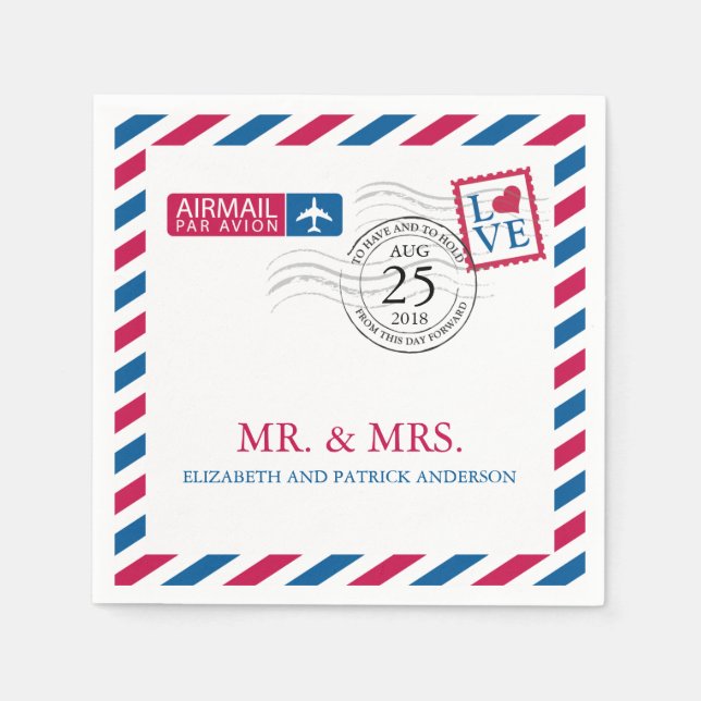 Airmail | Wedding Reception Napkins (Front)