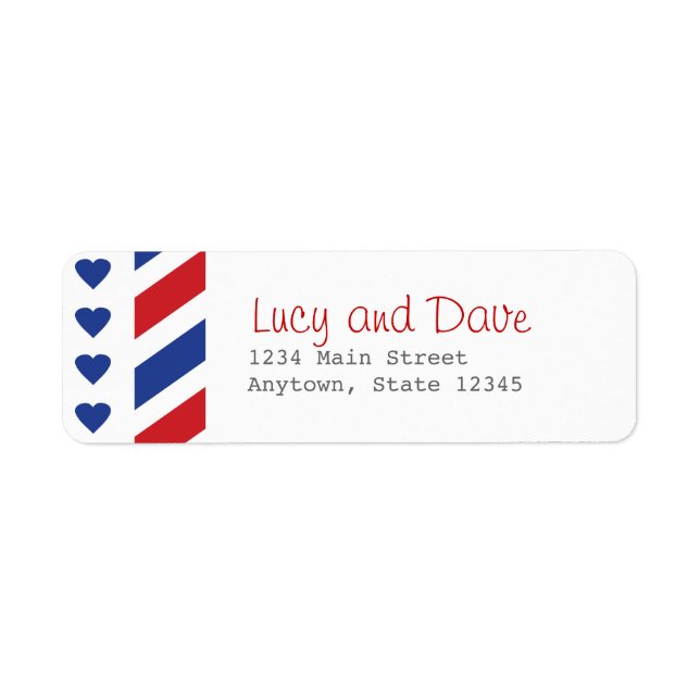 Airmail with Hearts Return Address Label (Front)