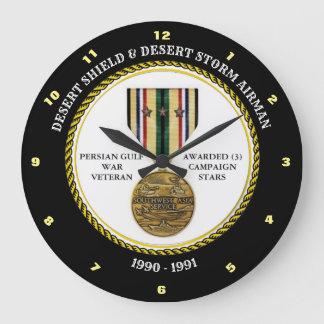AIRMAN  3 STARS  / DESERT SHIELD & STORM LARGE CLOCK