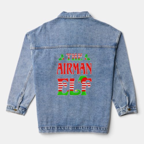 Airman Elf Family Matching Funny Christmas  Denim Jacket