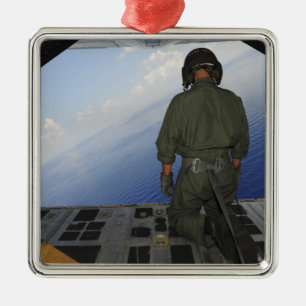 Airman observes the waters of the Gulf of Mexic Metal Ornament