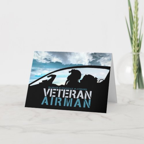 Airman Veterans Day Jet Fighter Pilot Holiday Card