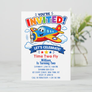 Airplane 2nd Birthday Boy Plane Party Invitation