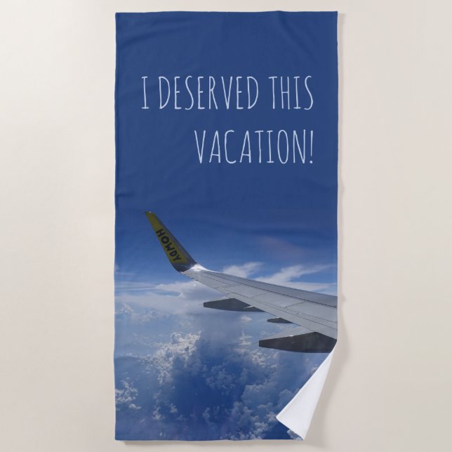 Airplane above the Clouds (customizable) Beach Towel (Front)