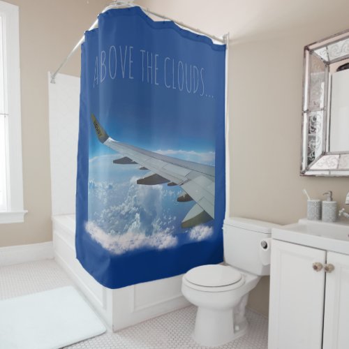 Airplane above the Clouds customizable Shower Curtain