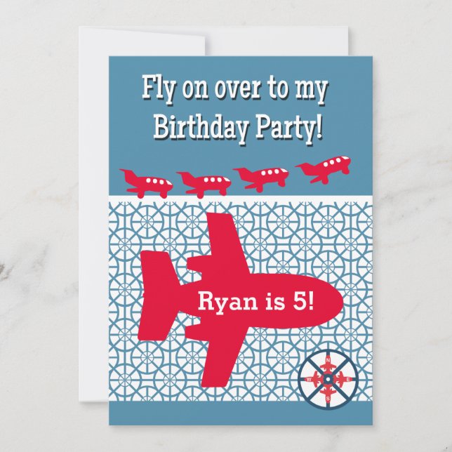 Airplane Aeroplane Birthday Party Invitation (Front)