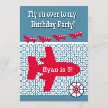 Airplane Aeroplane Birthday Party Invitation